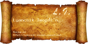 Lyancsik Imogén névjegykártya